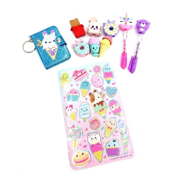 Kids Cute Essentials Stationery Set in Case - Erasers Notebook & More NWT - Picture 3 of 6